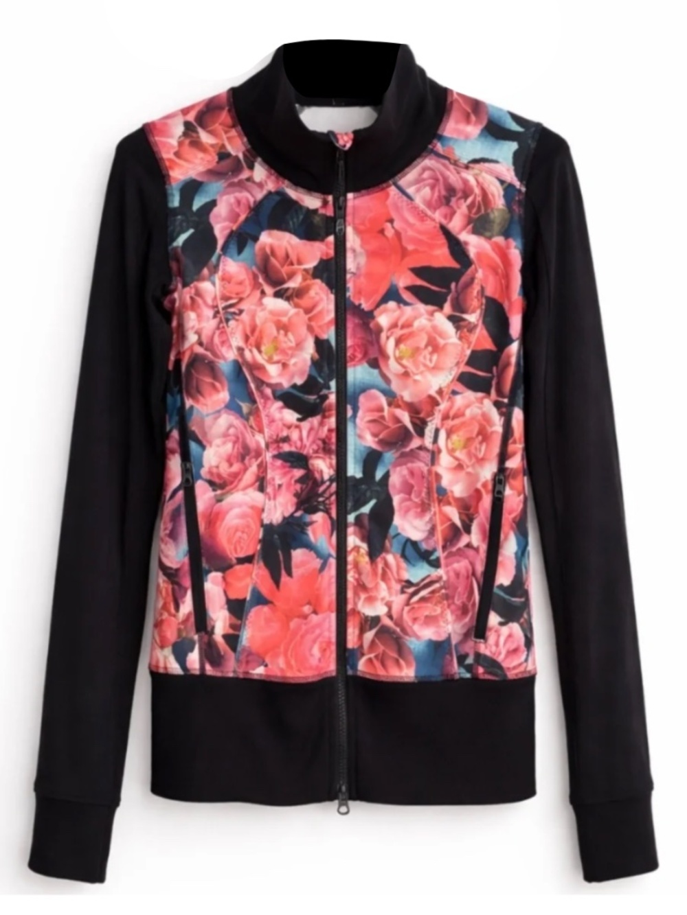 Lululemon Asana Secret Garden Pink & Blue Floral Zip Jacket — Size 2 EUC